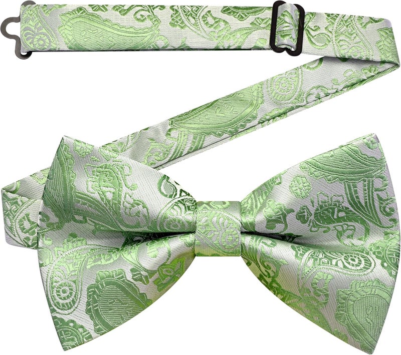 GUSLESON Bow Ties for Men Pre-tied Adjustable Paisley Bowties for Wedding Business Party - Image 1